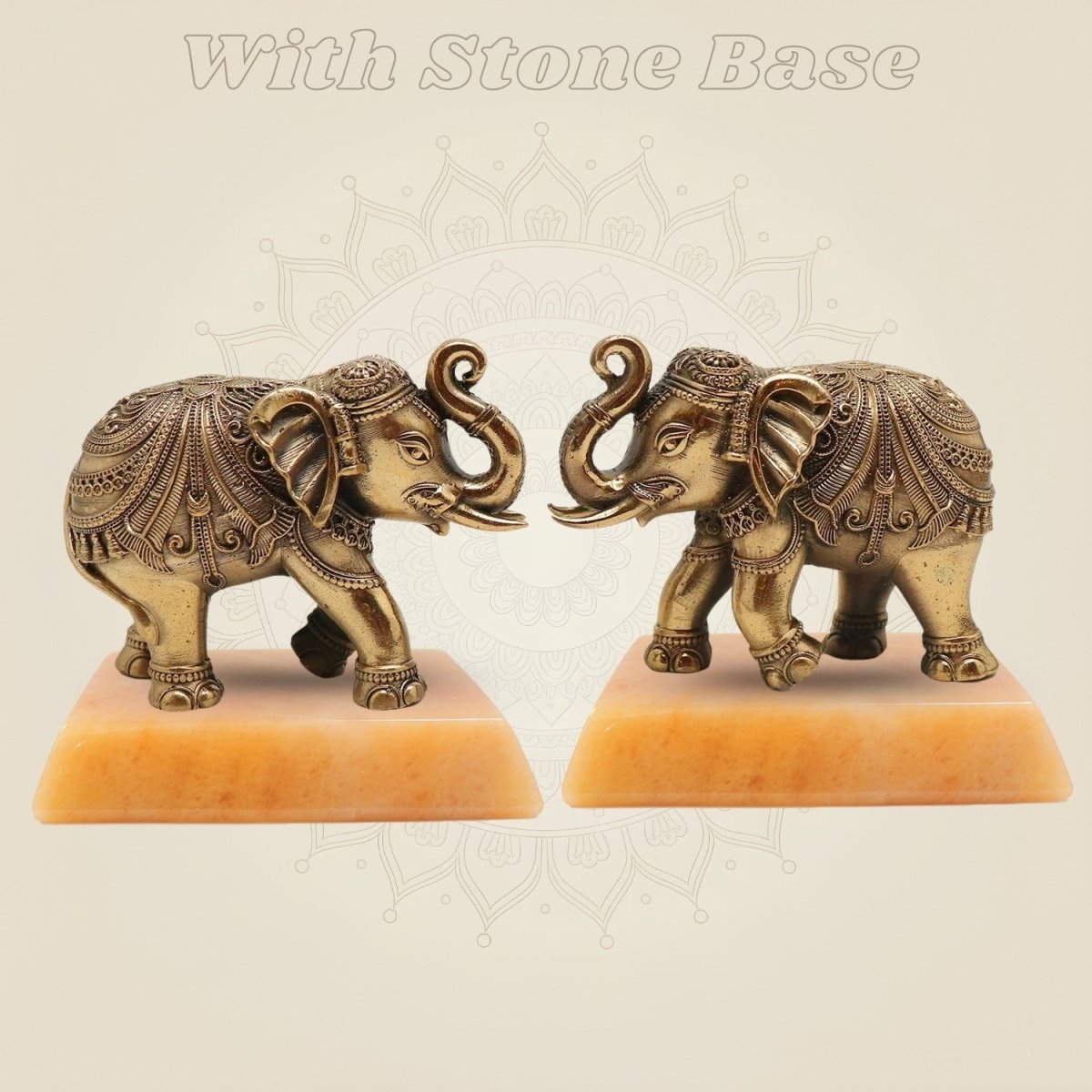 Brass Elephants with stone base
