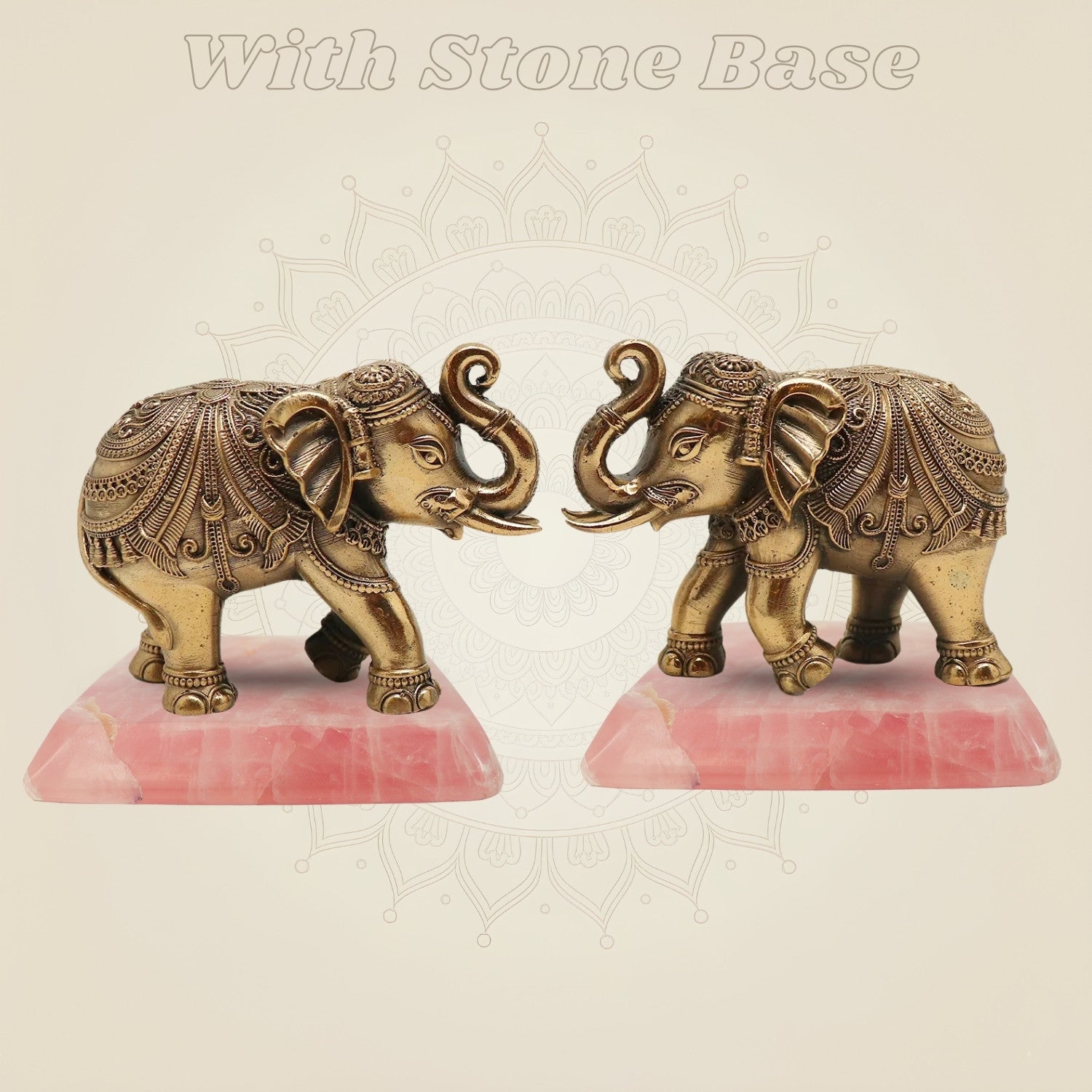 Brass Elephants with stone base