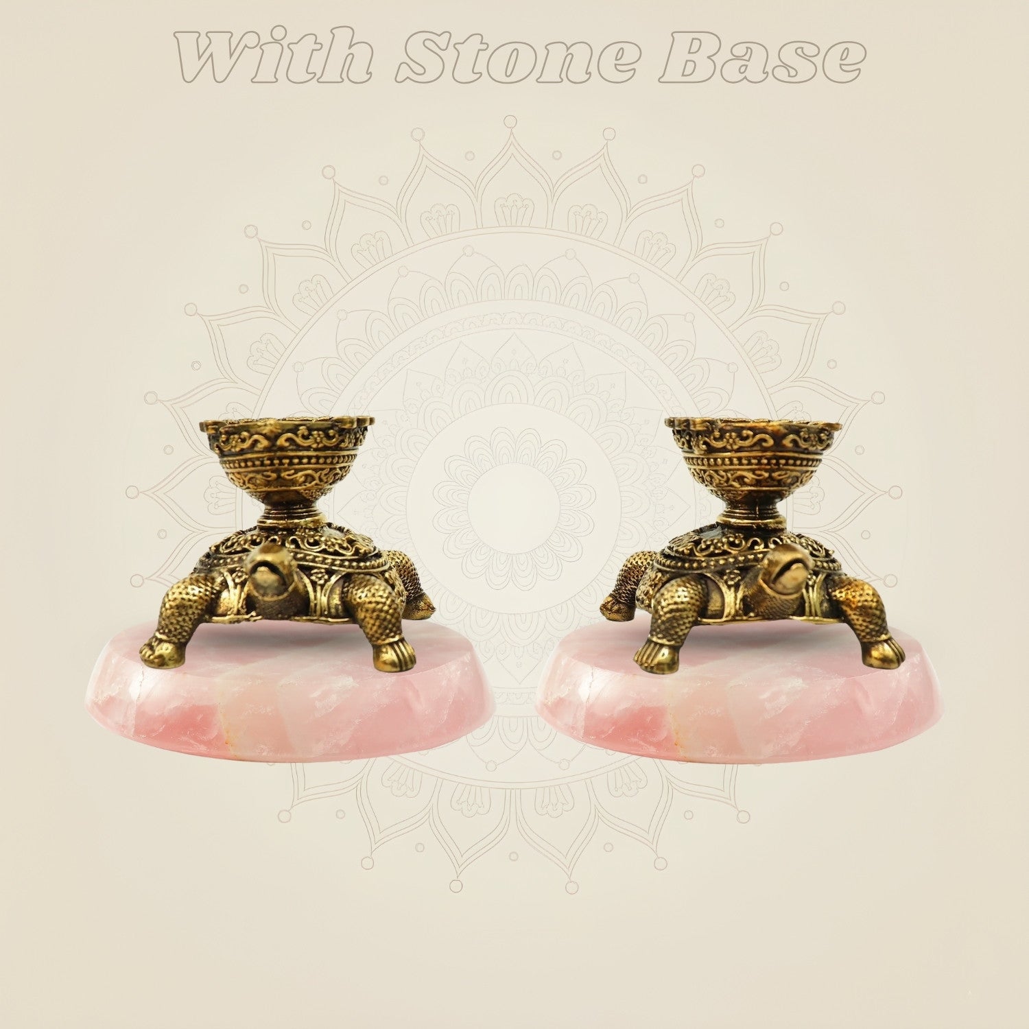Brass Turtle Diyas with stone base