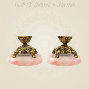 Brass Turtle Diyas with stone base