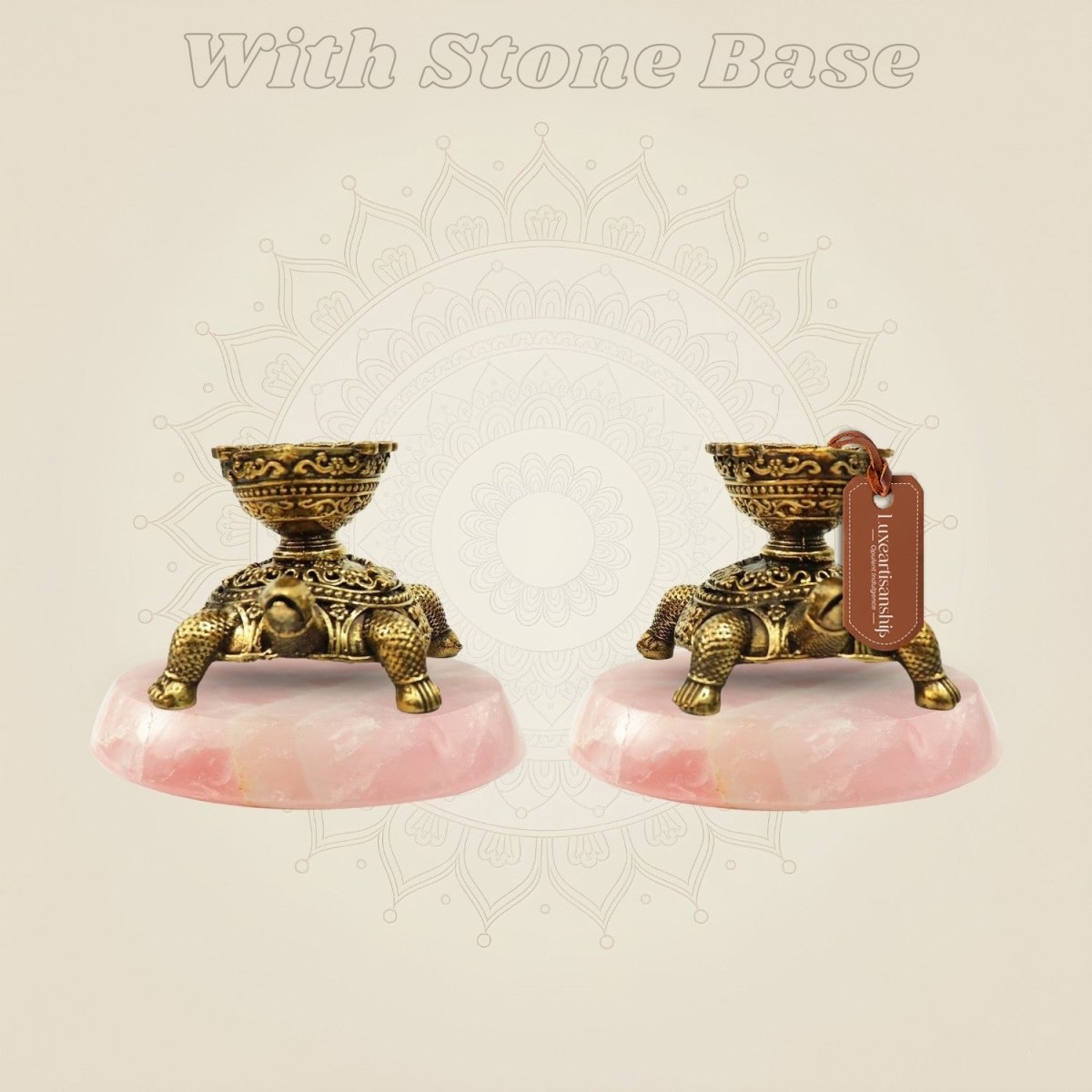 Brass Turtle Diyas with stone base