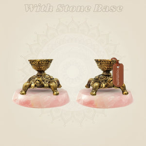 Brass Turtle Diyas with stone base