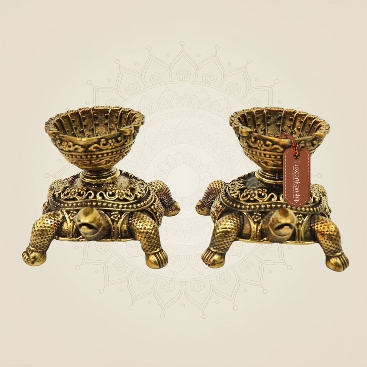 Pair of Brass Turtle Diyas 2.5"