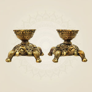 Traditional Tortoise Oil Lamps for Temple & Home