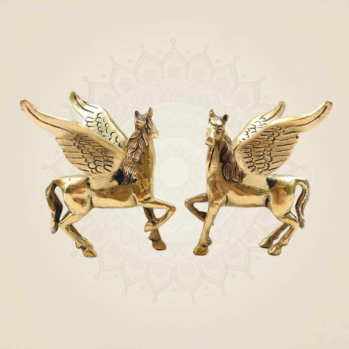 Pair of Brass Winged Horse Idols