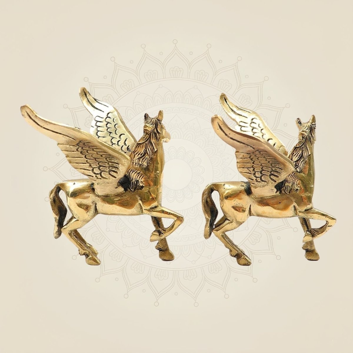 Pair of Brass Winged Horse