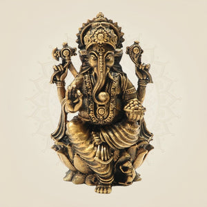 Panchaloha Bronze Ganapati Statue – Artistic Ganesha Craft 2.75" - Luxeartisanship