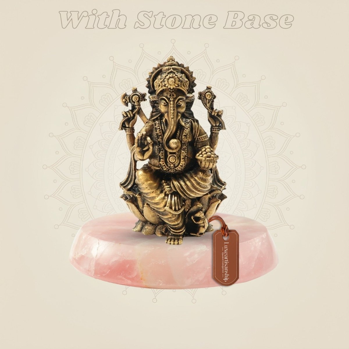 Bronze Ganapati Statue on stone base