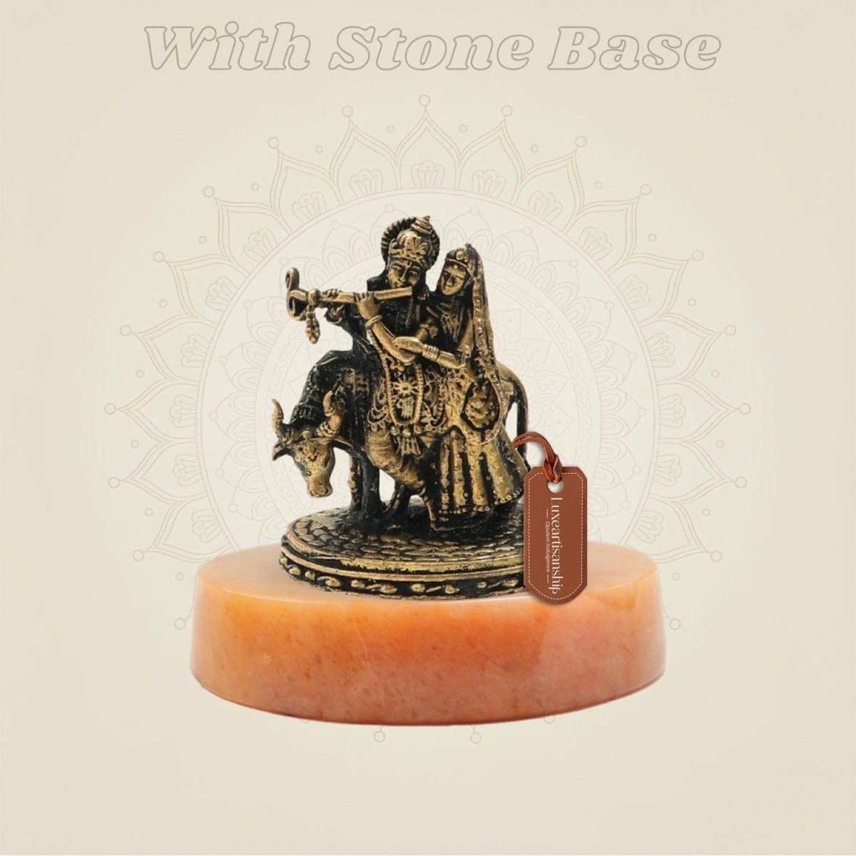 Panchaloha Radha Krishna with Cow Bronze Idol – Fine Detailing