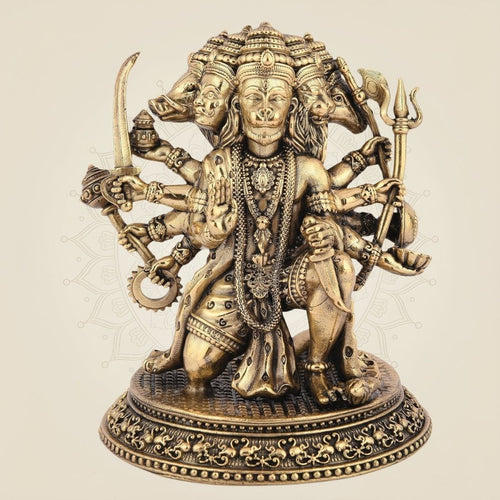 Panchmukhi Hanuman Idol 4.5" – Pure Brass Sculpture for Pooja & Protection