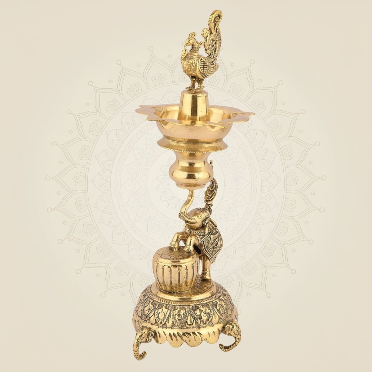 Peacock Brass Diya