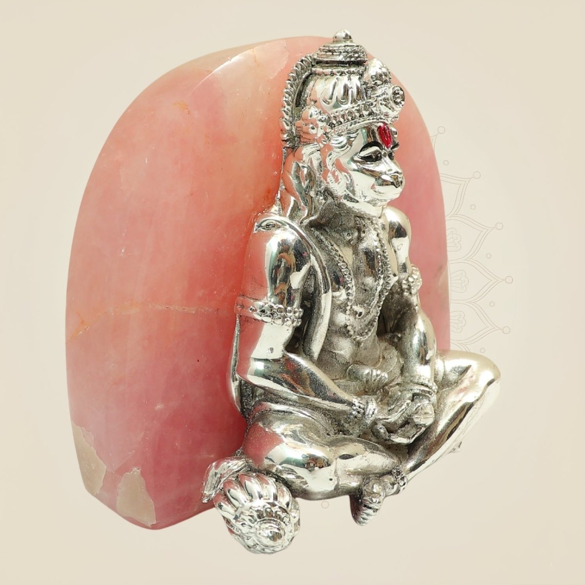 Premium 999 Silver Plated Hanuman ji Idol with Stone Base for Home Temple & Gifting - Luxeartisanship