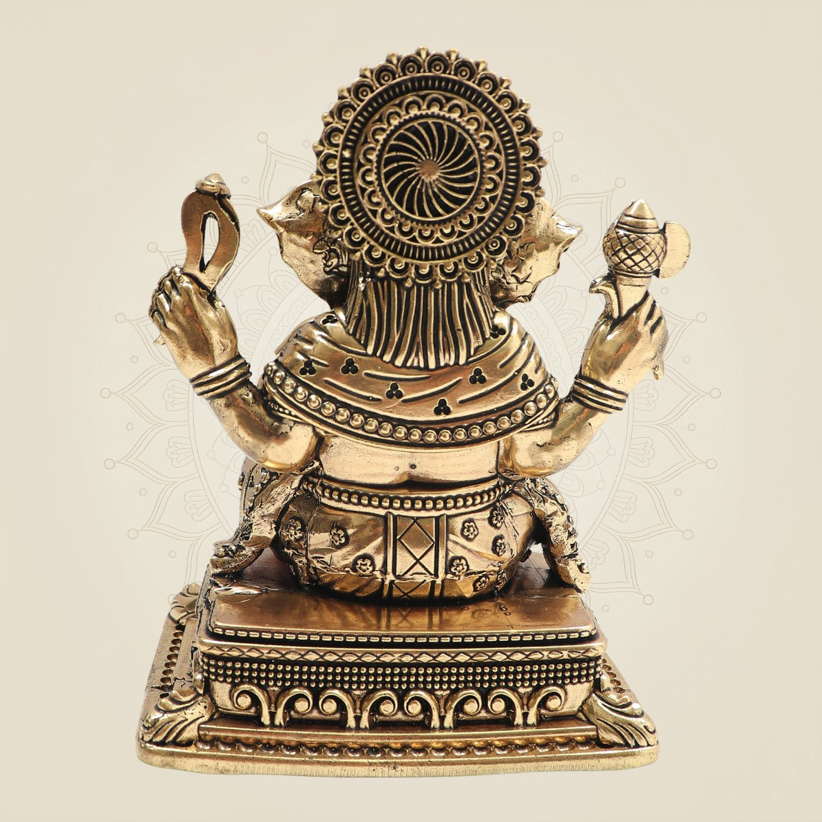 Premium Brass Ganesha on Singhasan Idol 6" with Royal Seating - Luxeartisanship
