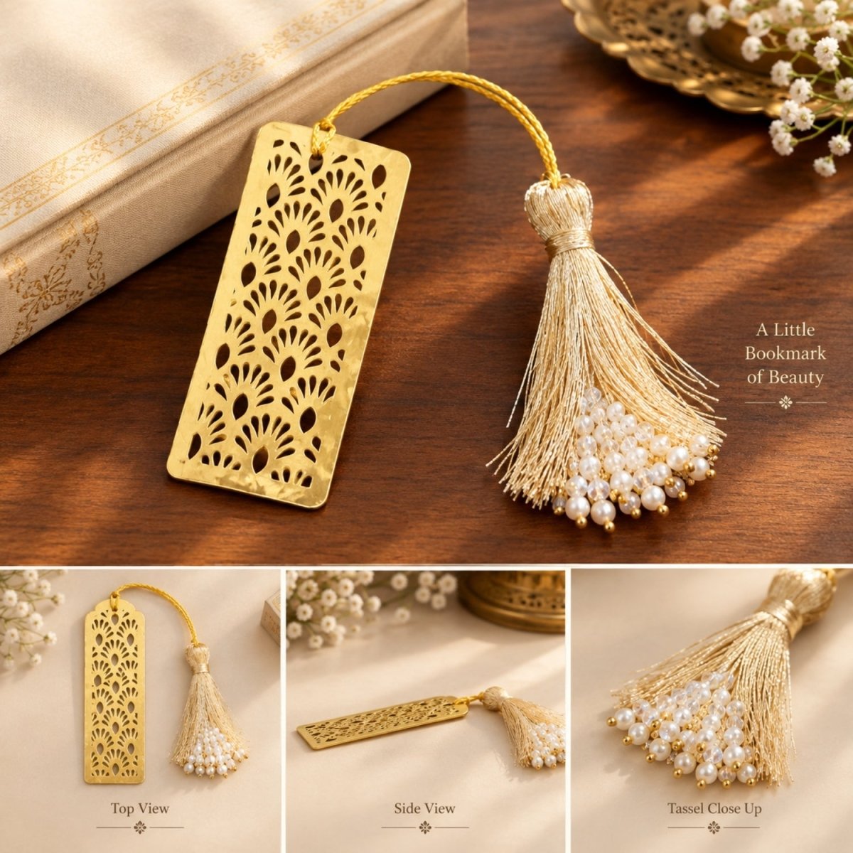 Premium Pure Brass Bookmark with Artistic Cutwork Design for Books, Readers & Gifting - Luxeartisanship