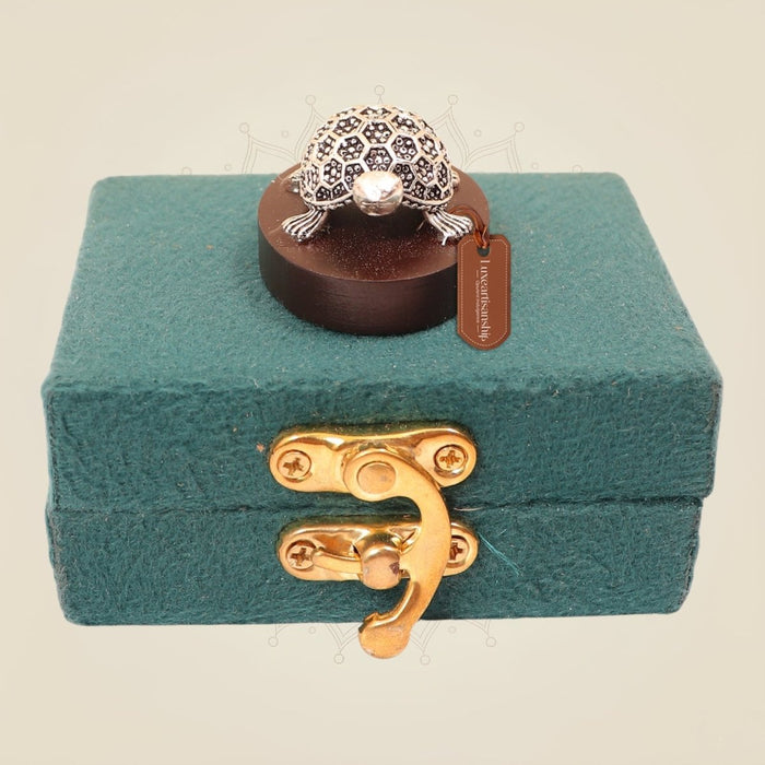 Pure 999 Silver Plated Ashta Lakshmi Tortoise with Shree Yantra for Festive Gifting - Luxeartisanship