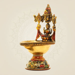 Multicolored Brass Balaji with Laxmi Diya