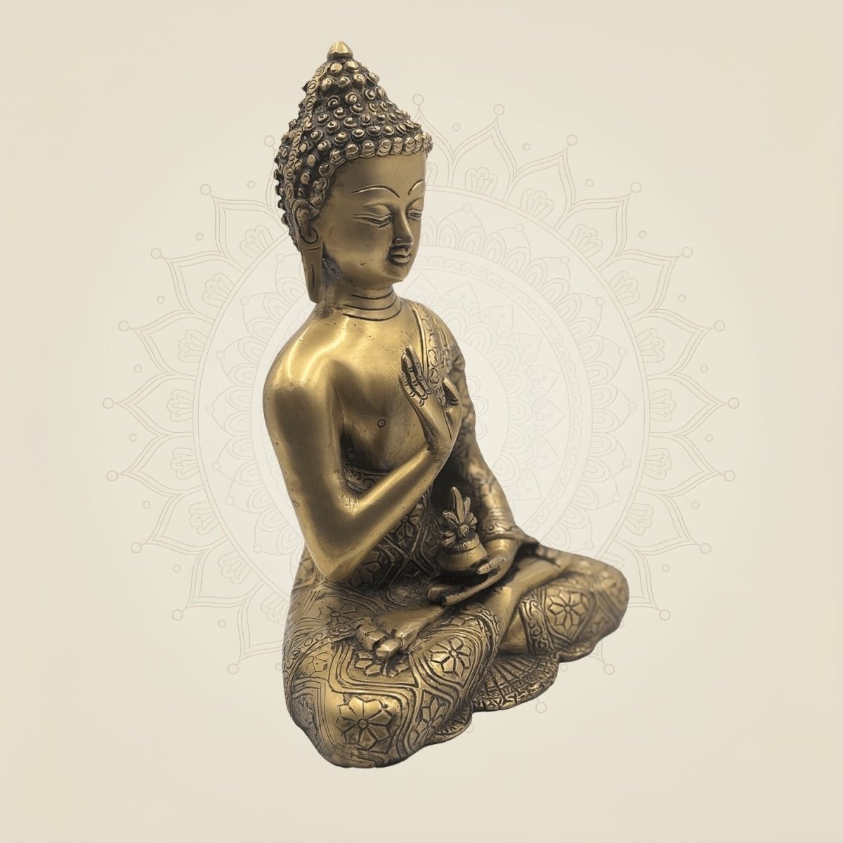 Brass Buddha in Meditation Pose Sculpture