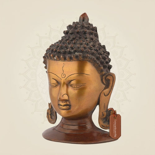 Pure Brass Buddha Wall Hanging Sculpture – 8" Handcrafted Spiritual Decor