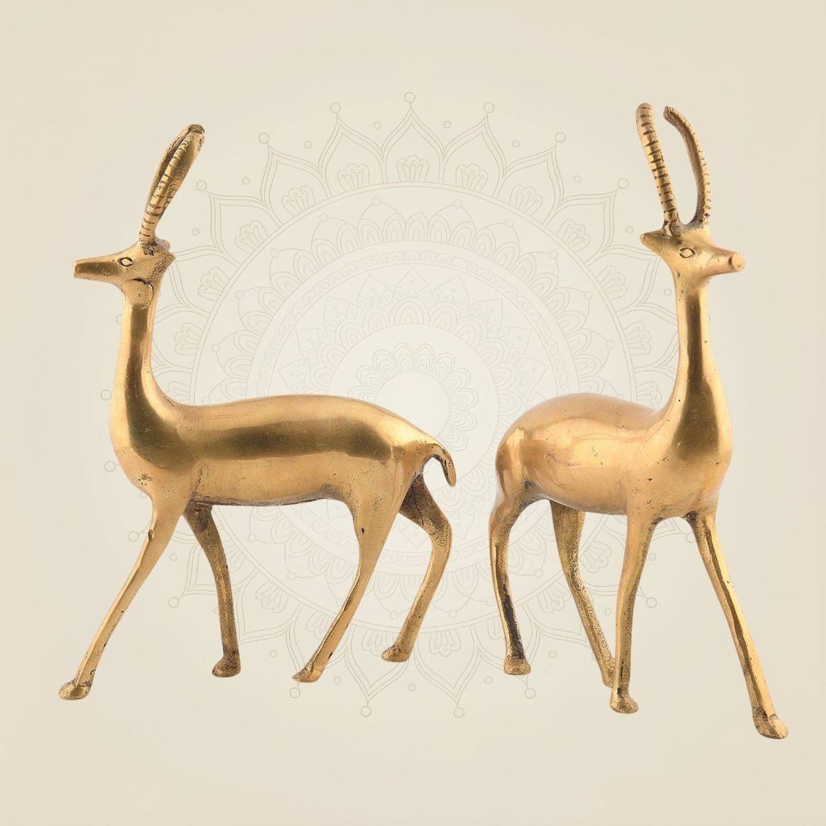 Pure Brass Deer Pair 9" – Handcrafted Animal Figurines