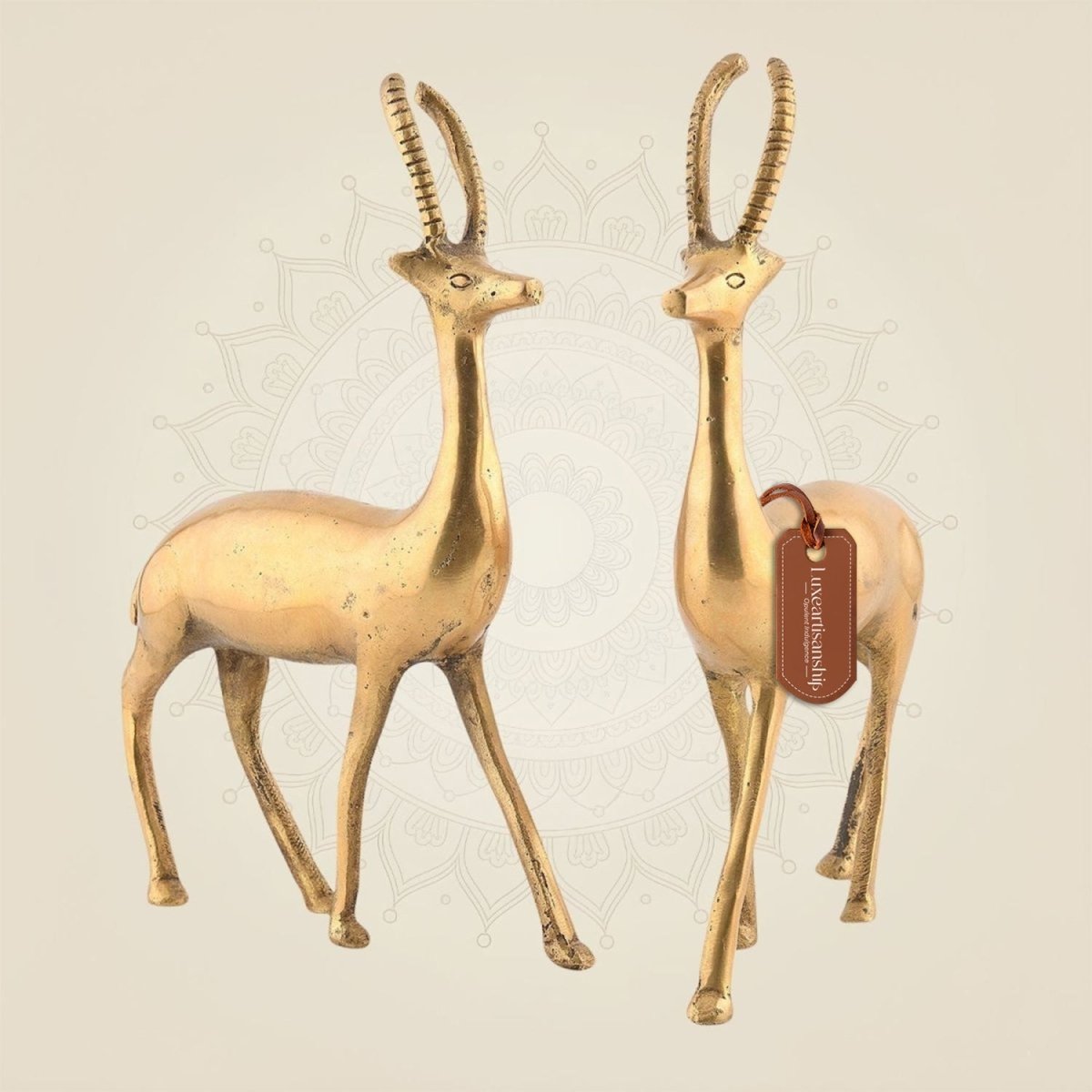 Pure Brass Deer Pair 9"