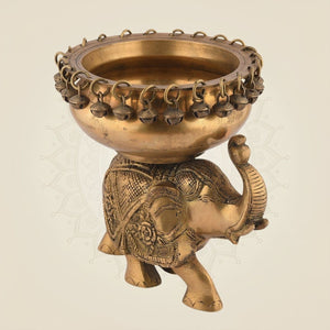 Brass Elephant Urli Bowl with Ghungroos