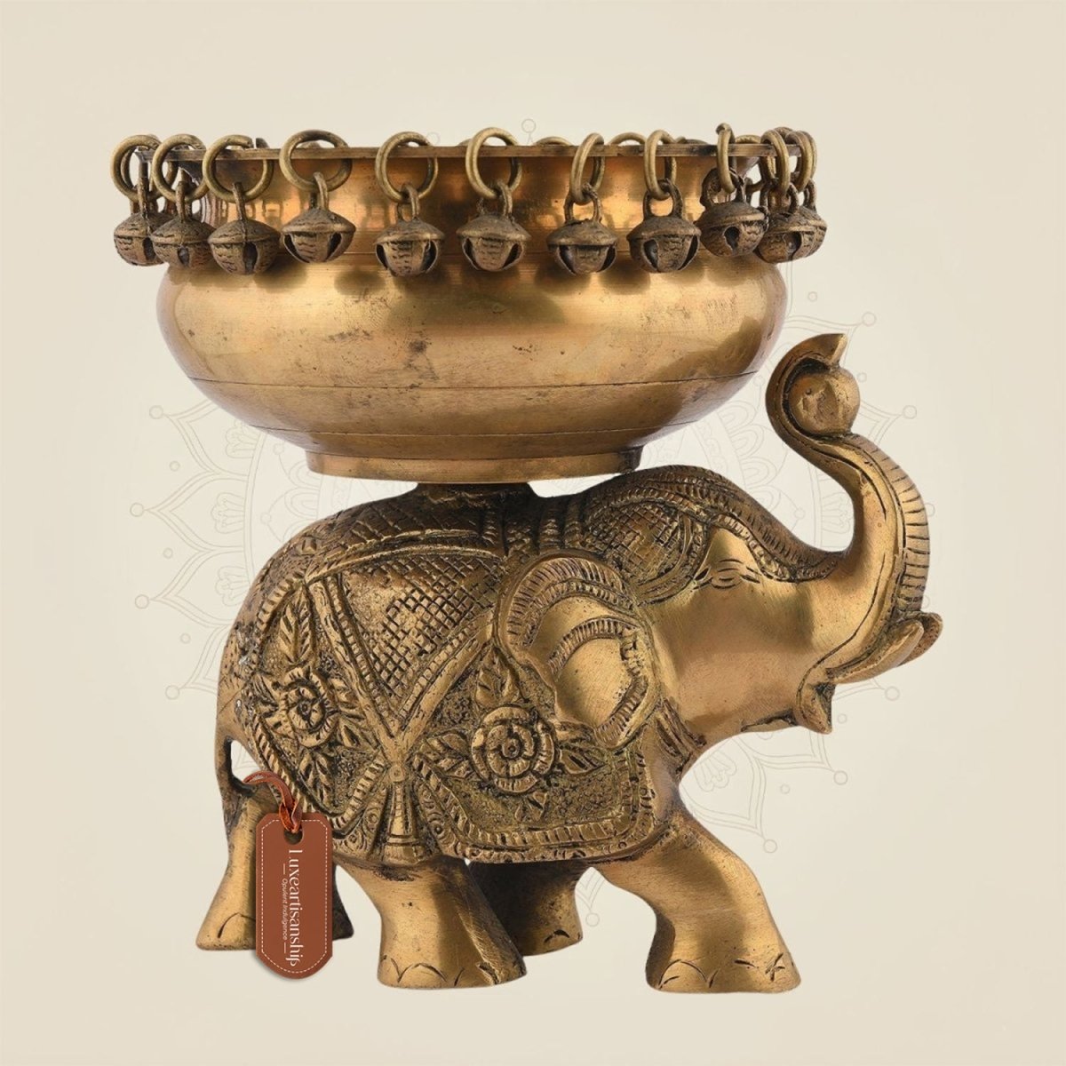 Pure Brass Elephant Urli Bowl with Ghungroo