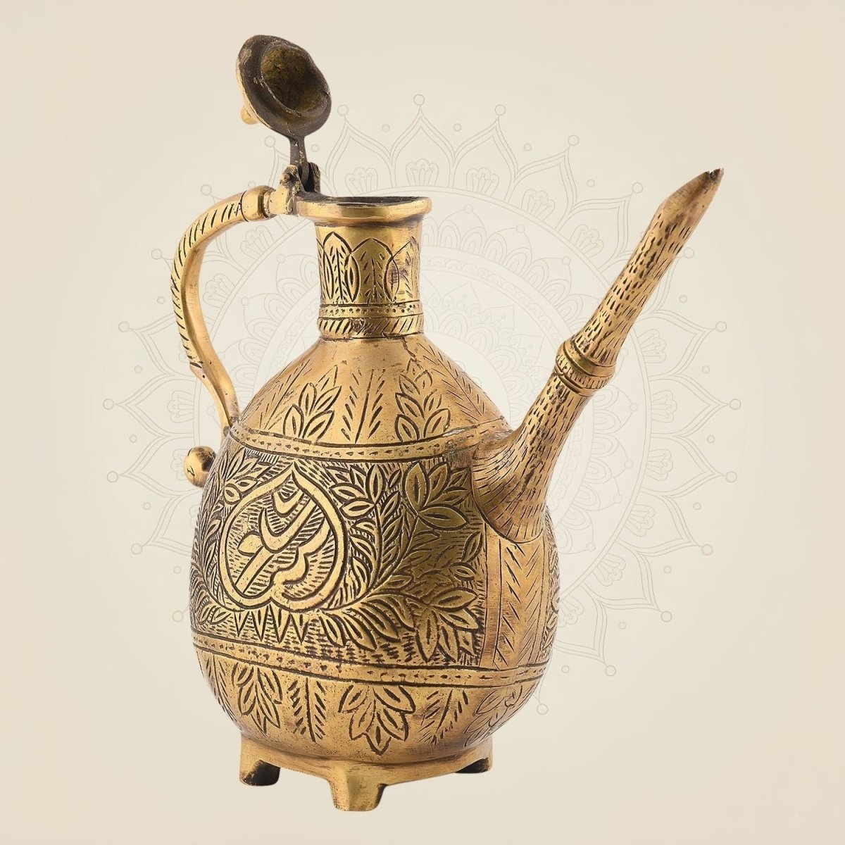 Surahi Stand Pure Brass Engraved Surahi - Traditional Artistry