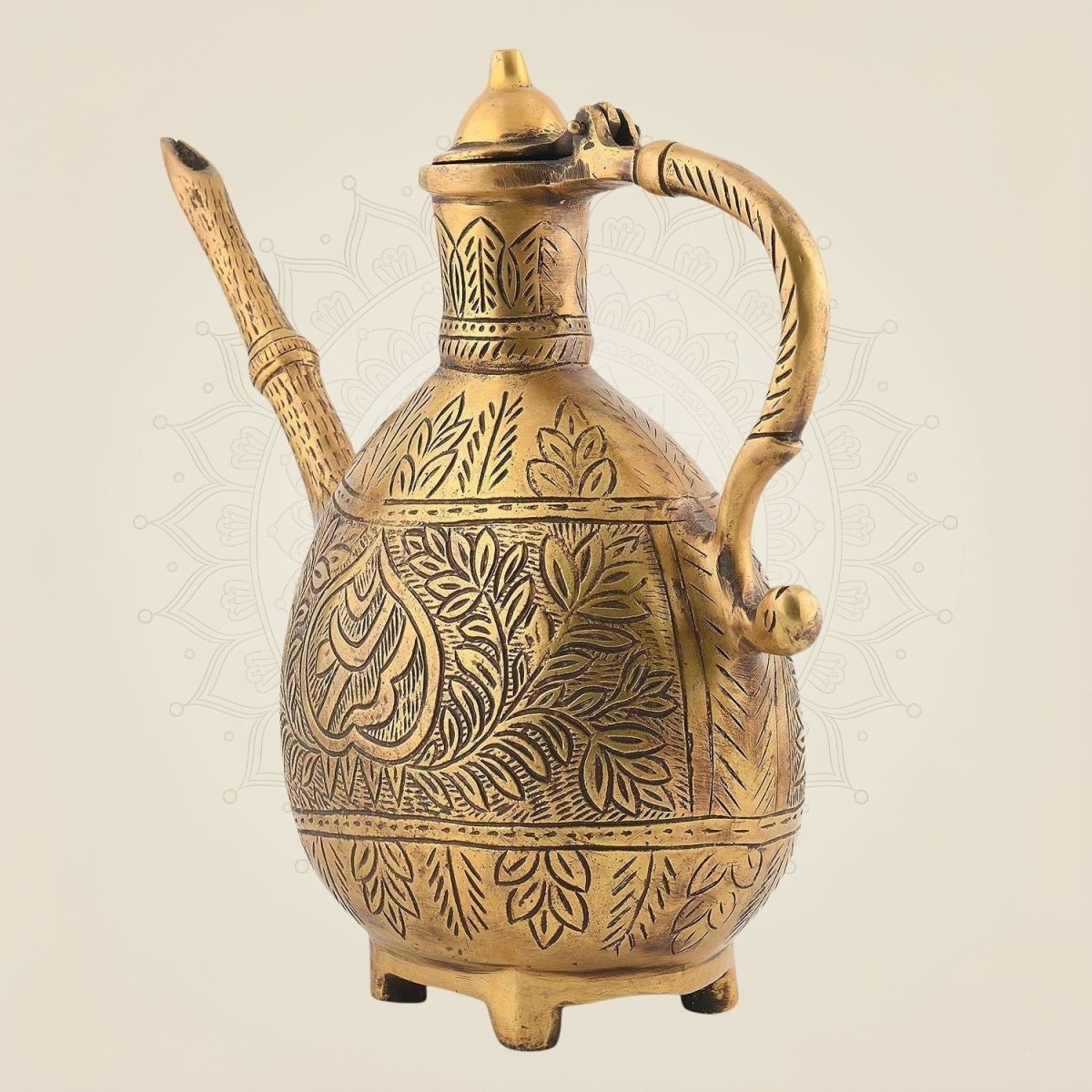 Surahi Shape Pure Brass Engraved Surahi - Traditional Artistry