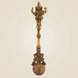 Pure Brass Ganesha Pooja Spoon for Ritual Use