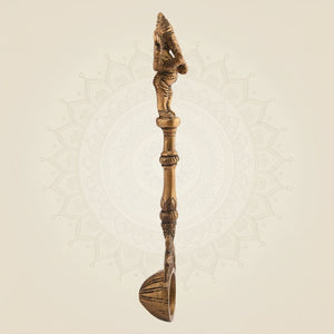 Pure Brass Ganesha Pooja Spoon – 9.5"