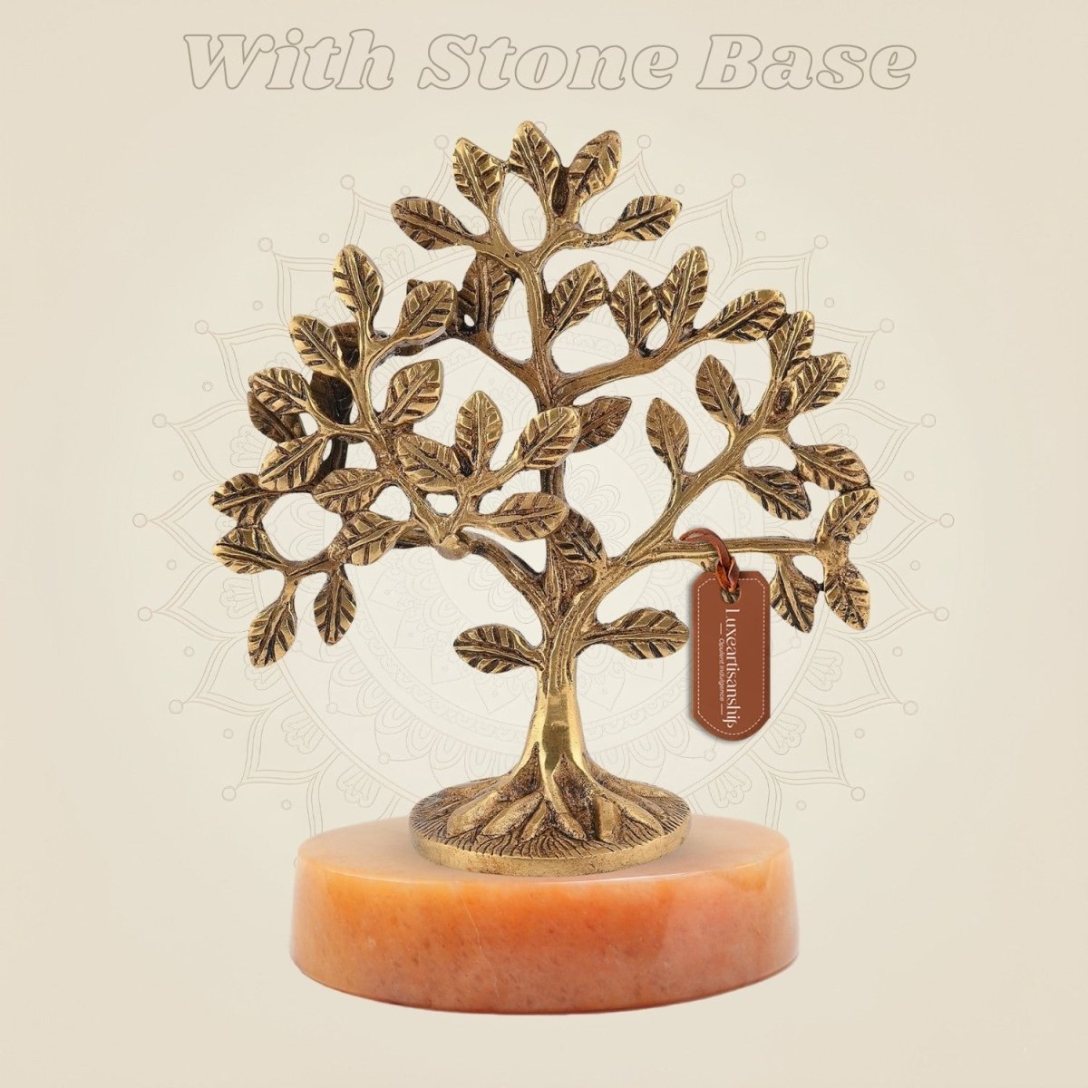 Pure Brass Kalpavriksha Tree of Life on stone base