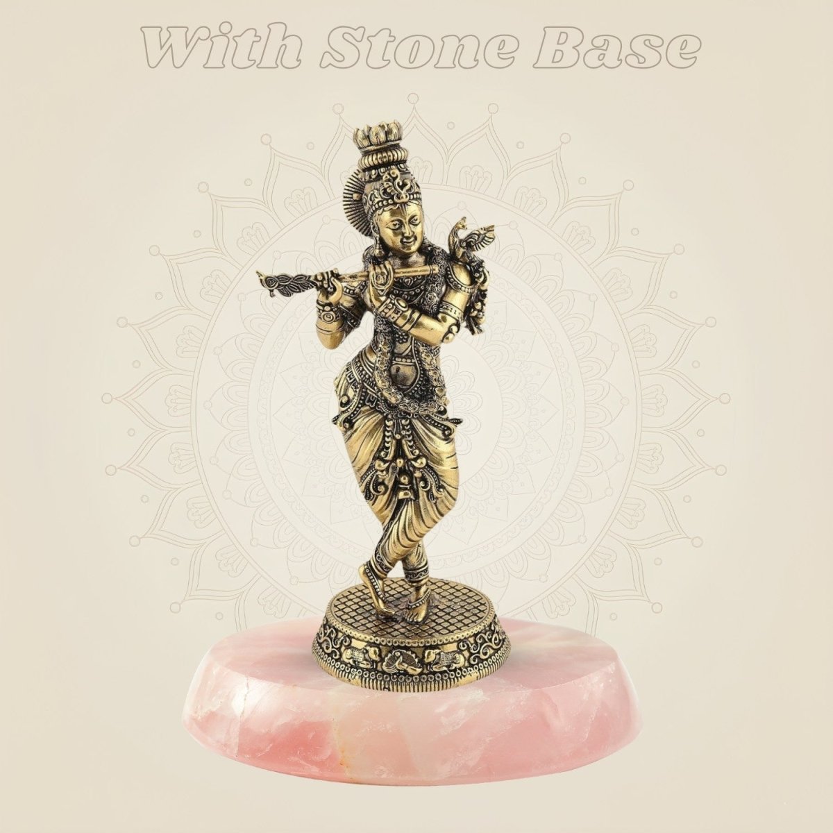 Pure Brass Krishna Idol with Flute 5"– Handcrafted Superfine Decor Murti - Luxeartisanship