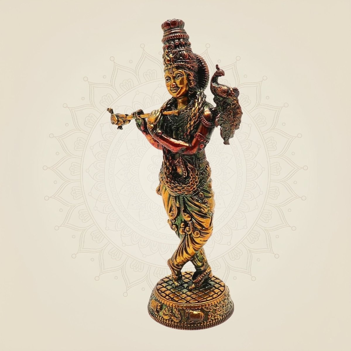 Pure Brass Krishna Playing Flute Idol – Spiritual Decor & Gift Showpiece 6.5 - Luxeartisanship