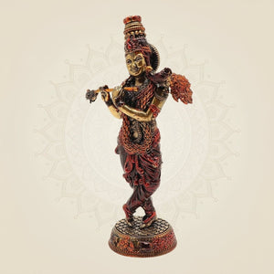 Pure Brass Krishna Playing Flute Idol – Spiritual Decor & Gift Showpiece 6.5 - Luxeartisanship