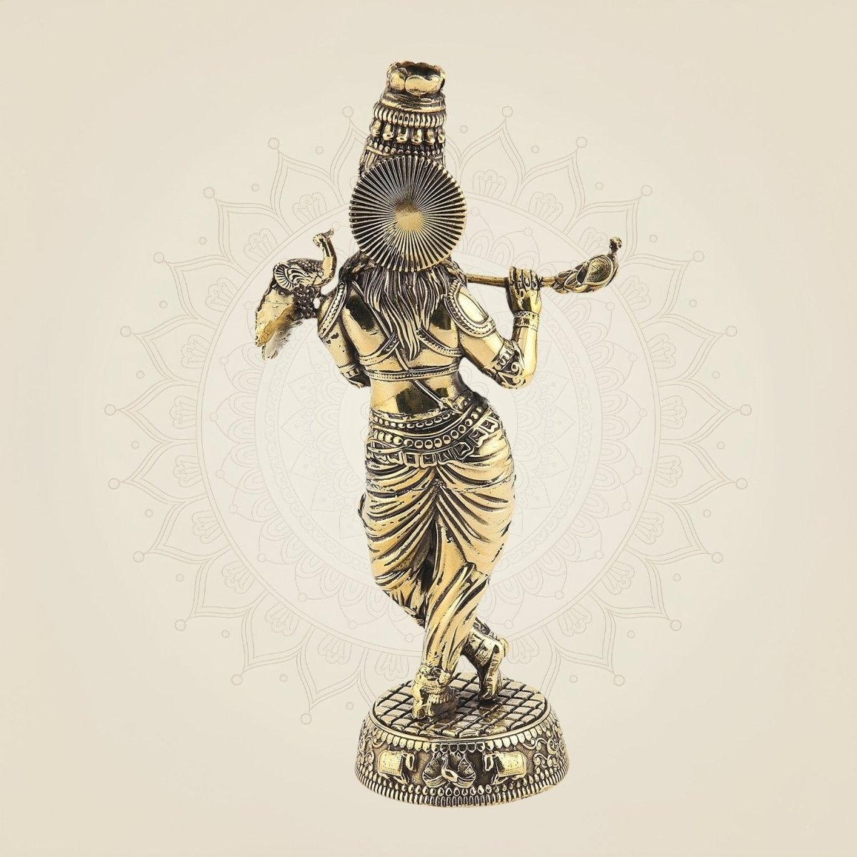 Pure Brass Krishna Playing Flute Idol – Spiritual Decor & Gift Showpiece 6.5 - Luxeartisanship