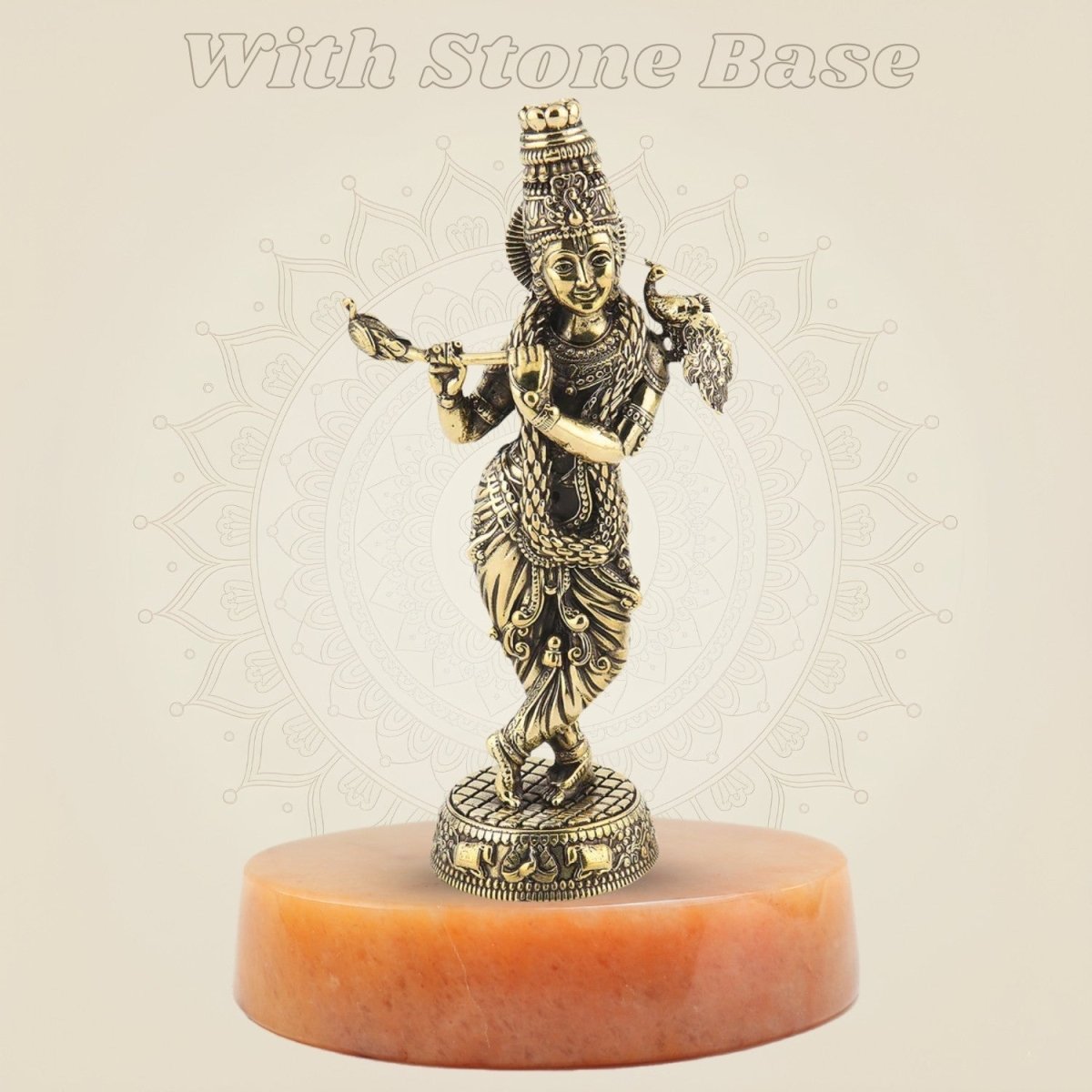 Pure Brass Krishna Playing Flute Idol – Spiritual Decor & Gift Showpiece 6.5 - Luxeartisanship