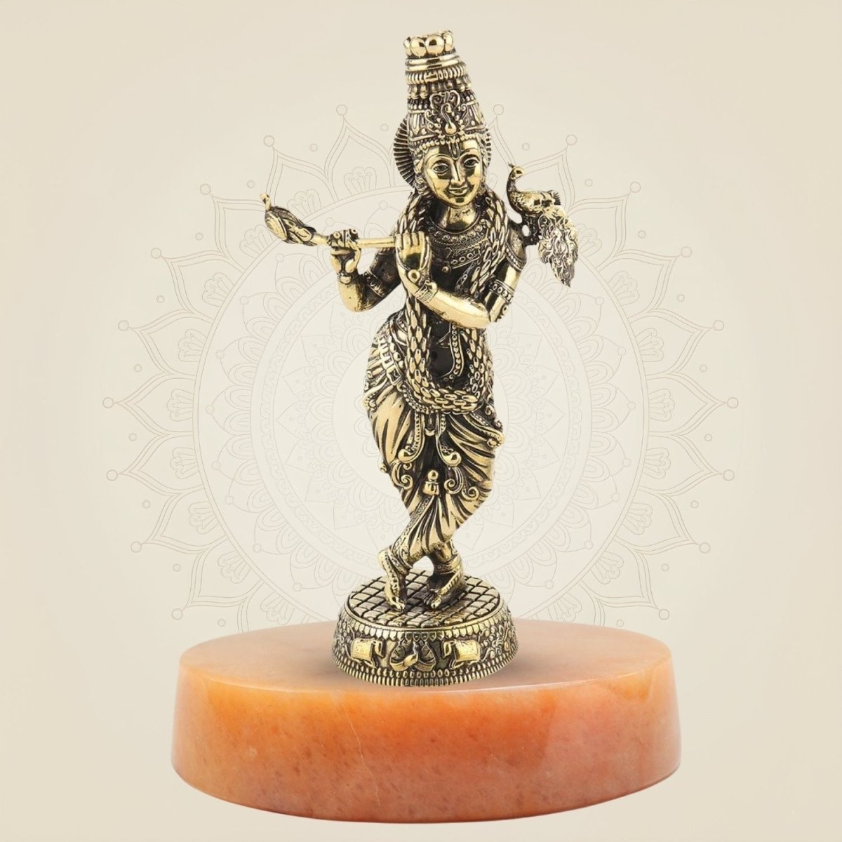 Pure Brass Krishna Playing Flute Idol – Spiritual Decor & Gift Showpiece 6.5 - Luxeartisanship