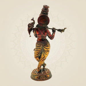 Pure Brass Krishna Playing Flute Idol – Spiritual Decor & Gift Showpiece 6.5 - Luxeartisanship
