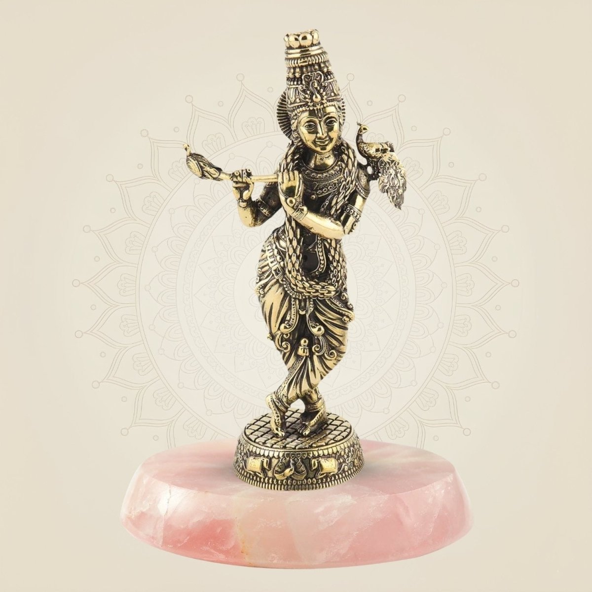 Pure Brass Krishna Playing Flute Idol – Spiritual Decor & Gift Showpiece 6.5 - Luxeartisanship