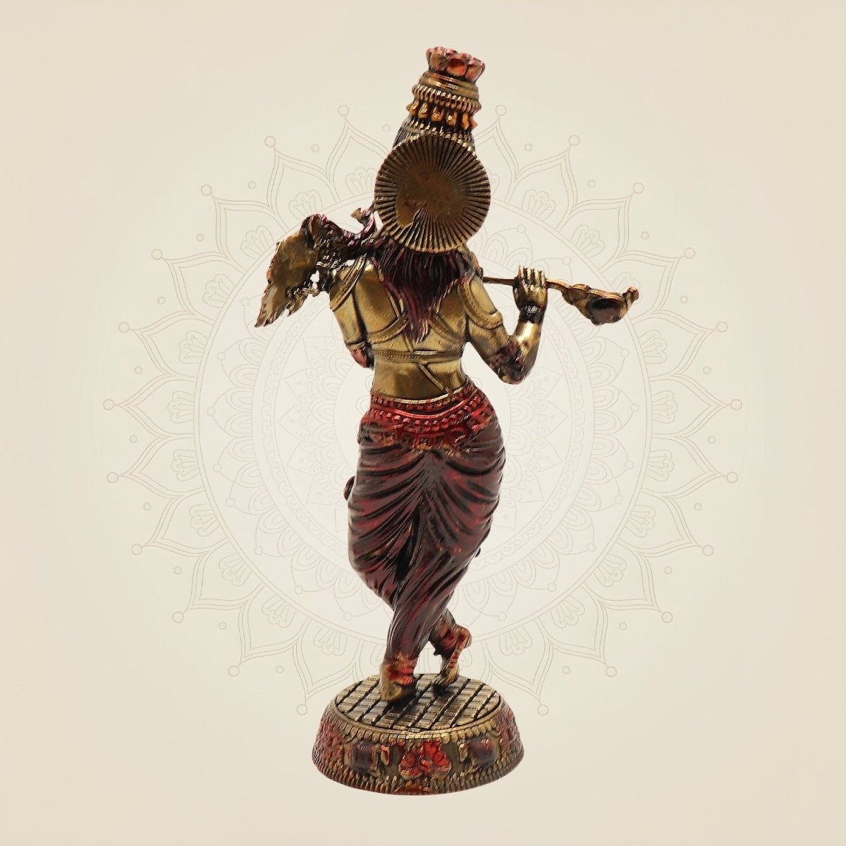 Pure Brass Krishna Playing Flute Idol – Spiritual Decor & Gift Showpiece 6.5 - Luxeartisanship