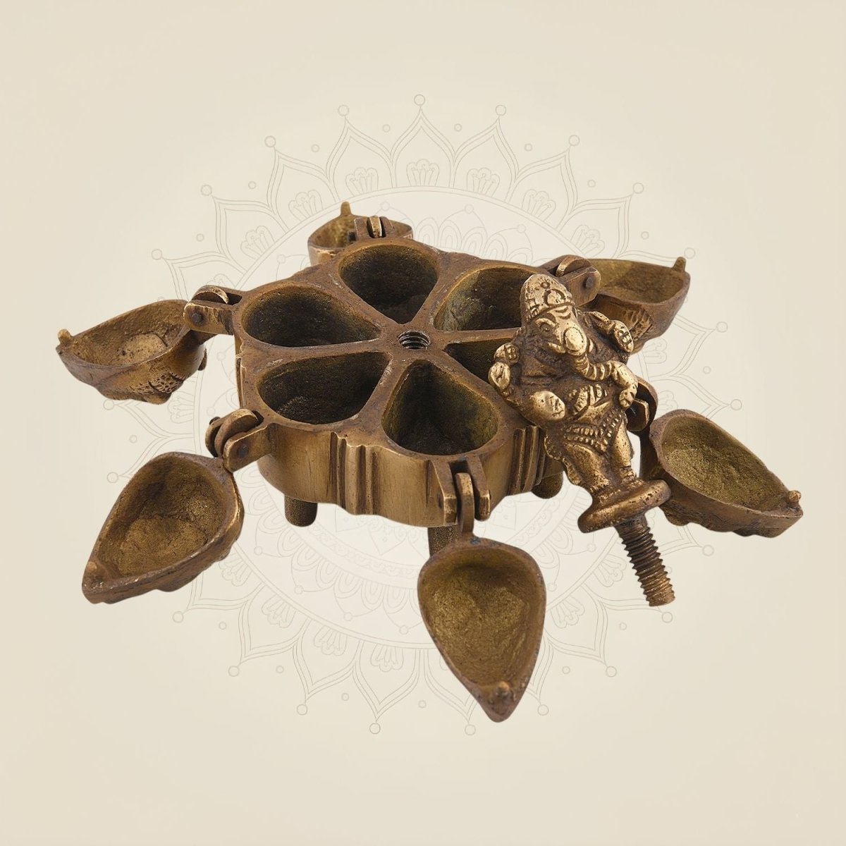 Pure Brass Kumkum Box 3.5" – Handcrafted Pooja Sindoor Holder for Temple Decor