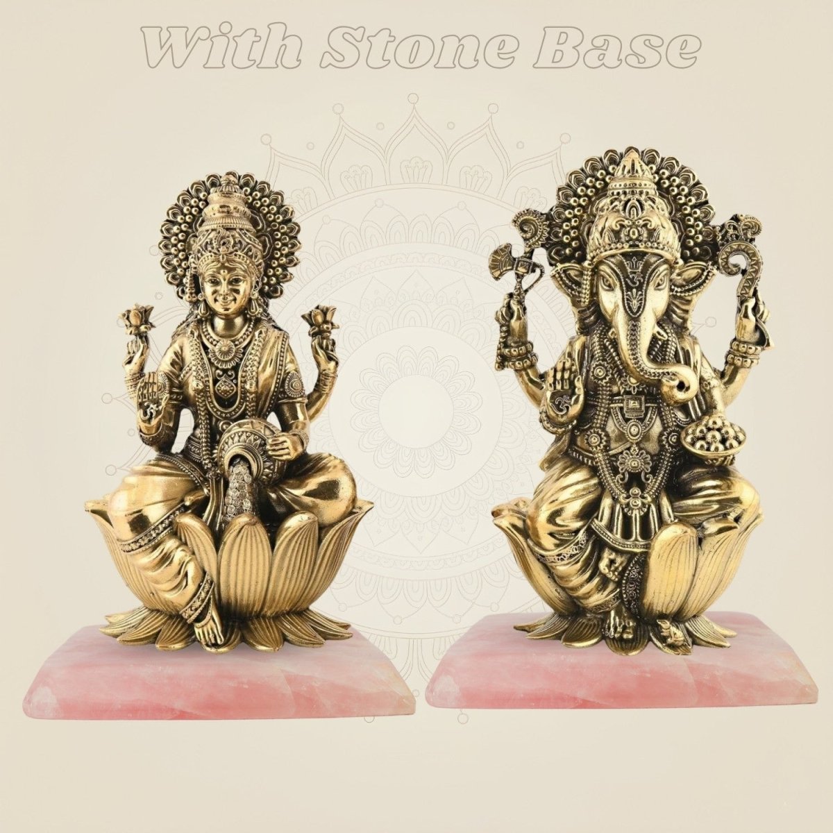 Pure Brass Lakshmi Ganesh Set 6" – Lightweight Handcrafted Idols on Lotus Base - Luxeartisanship