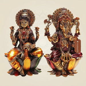 Multicolored Lakshmi Ganesh Set 6"