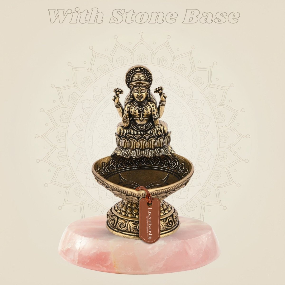 Pure Brass Laxmi Diya 3.5" Inch – Handcrafted Lightweight Spiritual Oil Lamp for Temple - Luxeartisanship