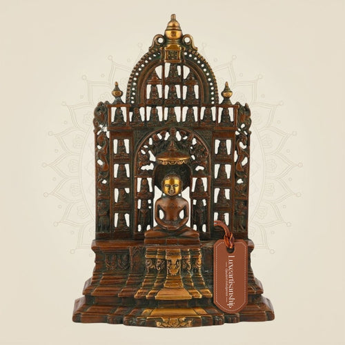 Pure Brass Mahavir Swami Idol – 12" Handcrafted Jain God Murti for Temple & Decor