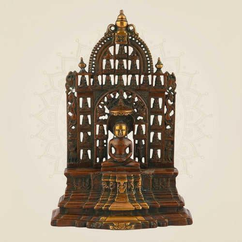 Pure Brass Mahavir Swami Idol – 12" Handcrafted Jain God Murti for Temple & Decor