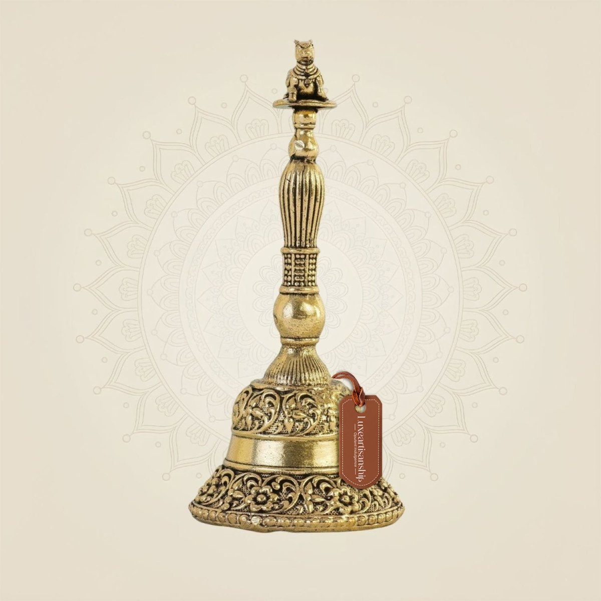 Pure Brass Nandi pooja bell designed for a clear