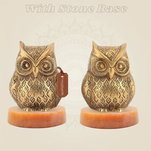 Pure Brass Owl Pair Artisan - 3"