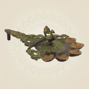Handmade Panch Aarti Peacock Diya