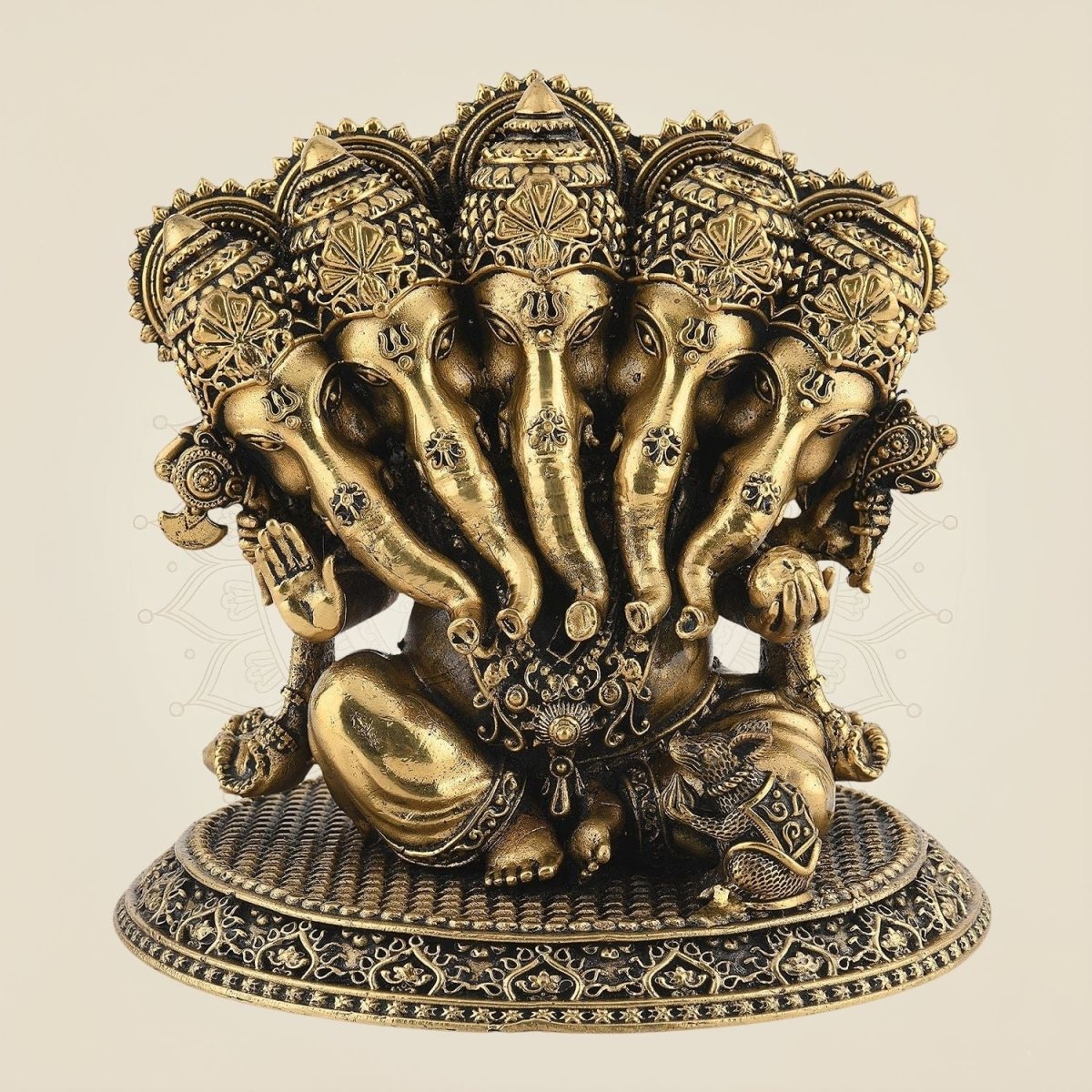 Pure Brass Panchmukhi Ganesh Sculpture